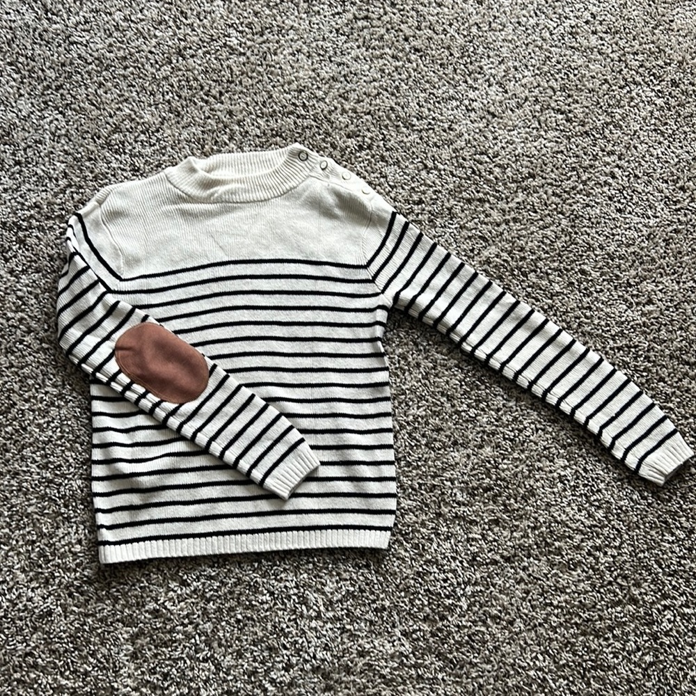Striped Sweater with Elbow Patches